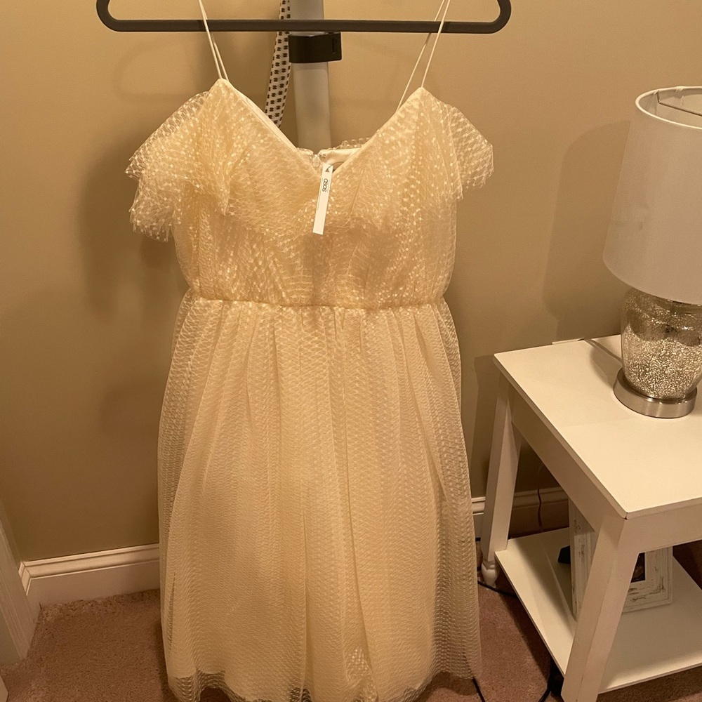 White tulle ASOS midi dress